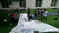 Teens at Parkway Central Library during their fabric painting program.